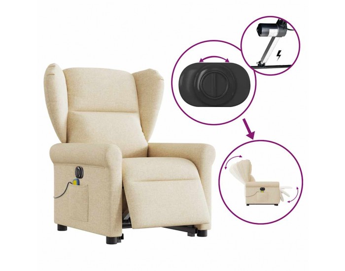 Sonata H Електрически изправящ масажен реклайнер стол кремав текстил