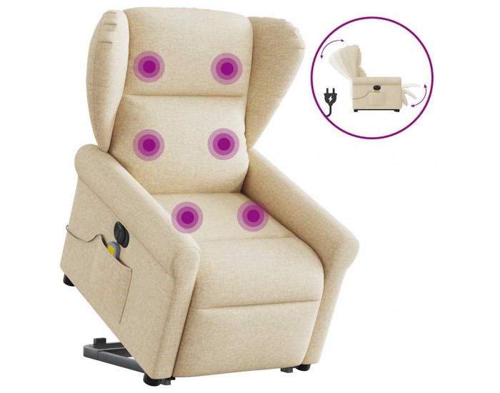 Sonata H Електрически изправящ масажен реклайнер стол кремав текстил