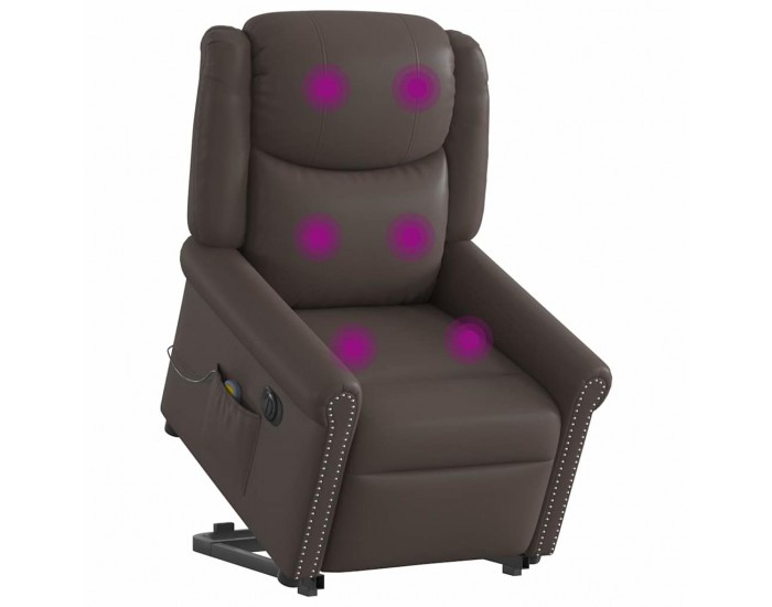 Sonata H Електрически изправящ масажен реклайнер стол, кафяв, еко кожа