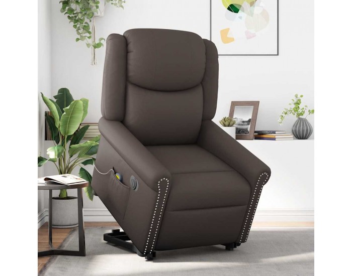 Sonata H Електрически изправящ масажен реклайнер стол, кафяв, еко кожа