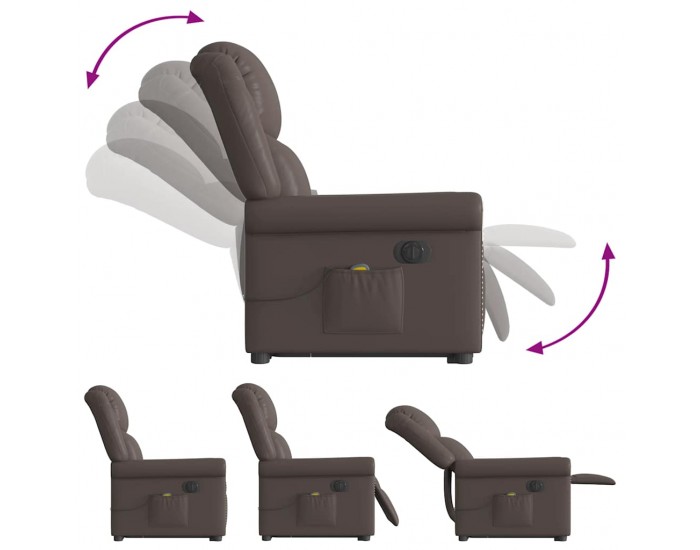 Sonata H Електрически изправящ масажен реклайнер стол, кафяв, еко кожа