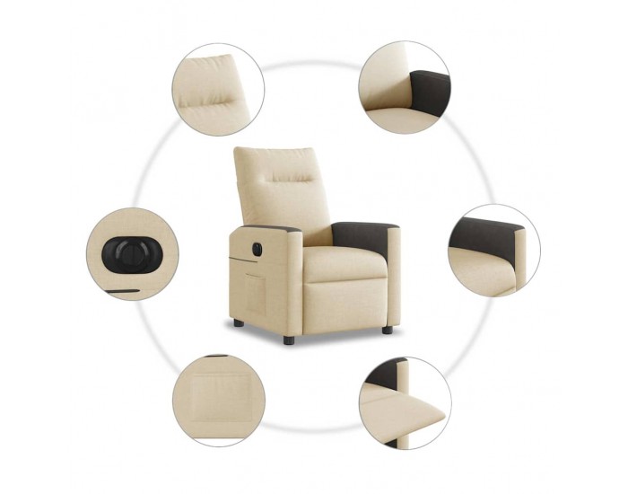 Sonata H Електрически стол реклайнер , кремав, текстил