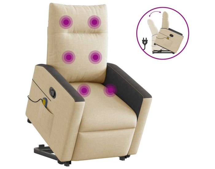 Sonata H Изправящ масажен реклайнер стол, кремав, текстил