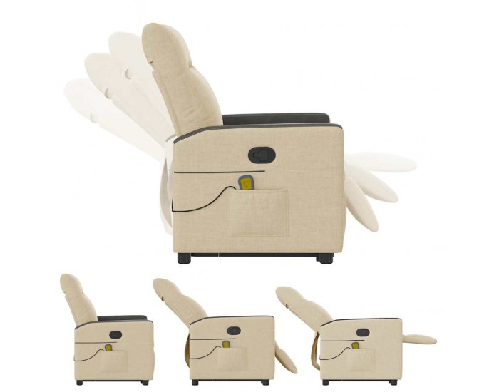 Sonata H Изправящ масажен реклайнер стол, кремав, текстил