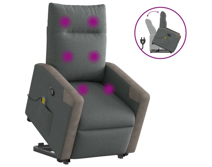 Sonata H Изправящ масажен реклайнер стол,тъмносив, текстил