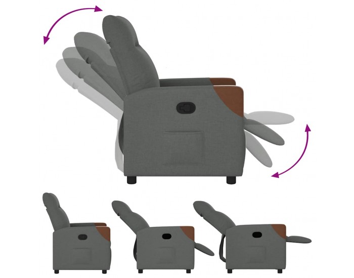 Sonata H Реклайнер, тъмносив, текстил