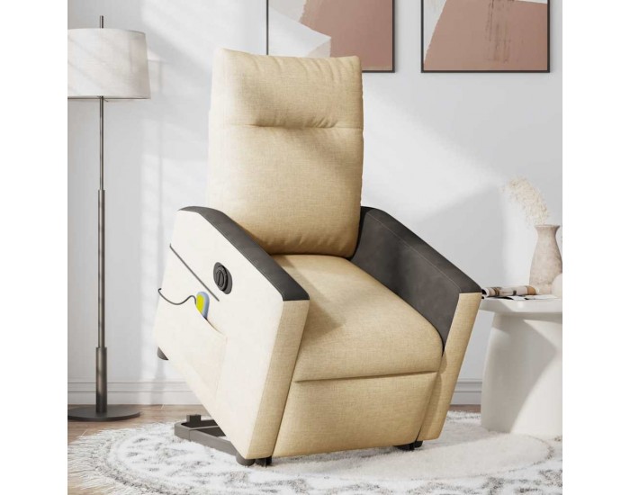 Sonata H Електрически изправящ масажен реклайнер стол кремав текстил