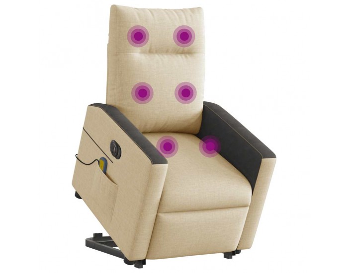 Sonata H Електрически изправящ масажен реклайнер стол кремав текстил