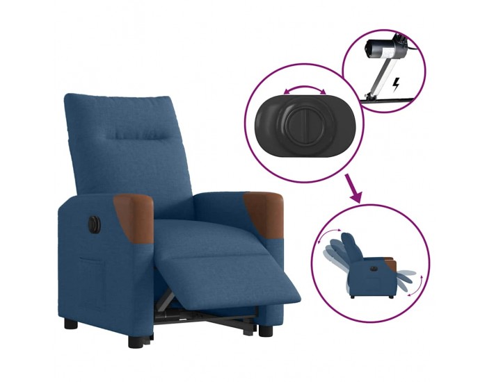 Sonata H Електрическа стойка нагоре Реклинер стол Синя тъкан