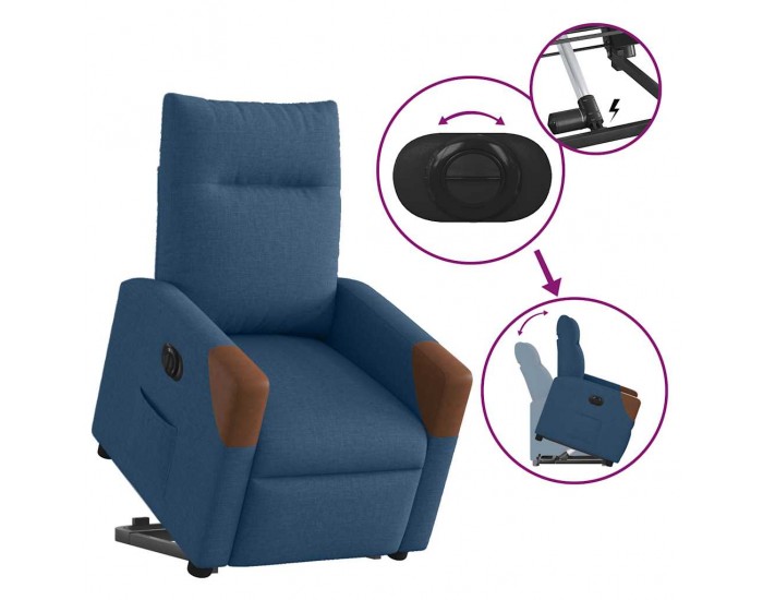 Sonata H Електрическа стойка нагоре Реклинер стол Синя тъкан