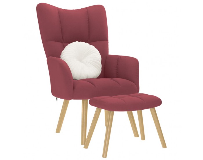 Sonata H Релаксиращ стол с табуретка, виненочервен, текстил