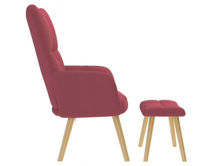 Sonata H Релаксиращ стол с табуретка, виненочервен, текстил