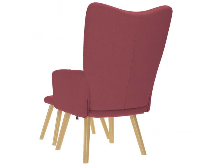 Sonata H Релаксиращ стол с табуретка, виненочервен, текстил