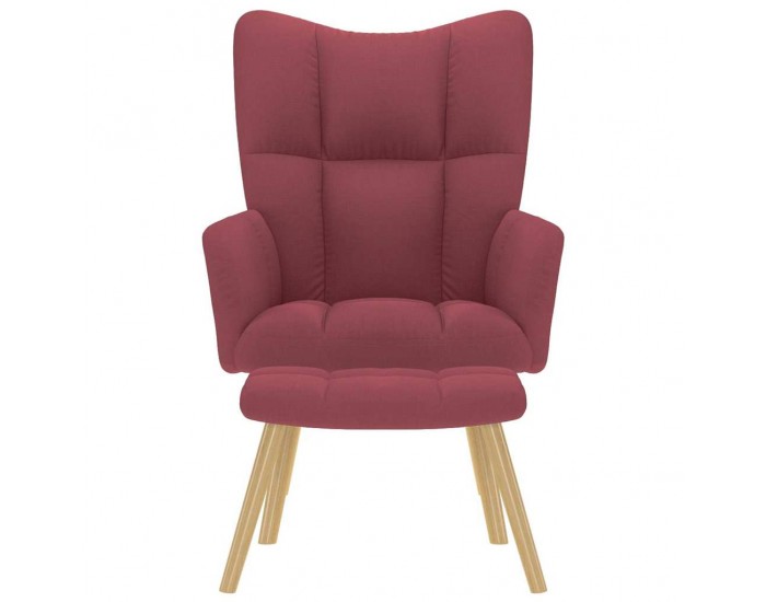 Sonata H Релаксиращ стол с табуретка, виненочервен, текстил