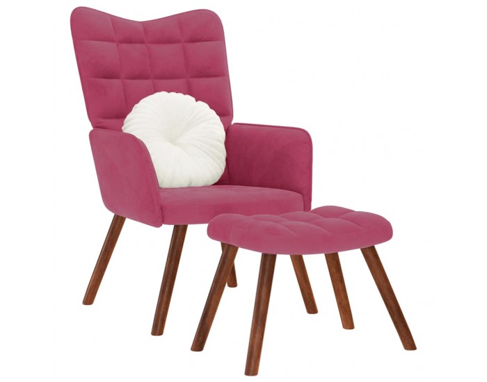 Sonata H Релакс стол с табуретка, виненочервен, кадифе