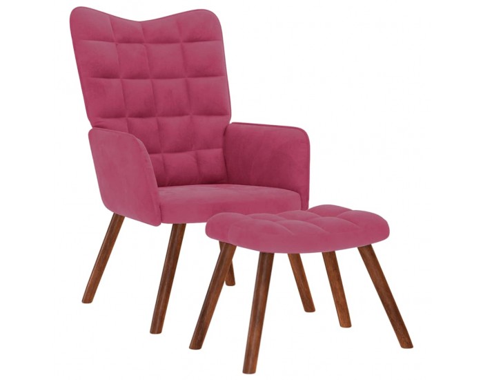 Sonata H Релакс стол с табуретка, виненочервен, кадифе