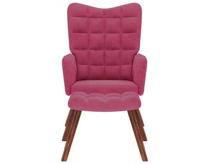 Sonata H Релакс стол с табуретка, виненочервен, кадифе