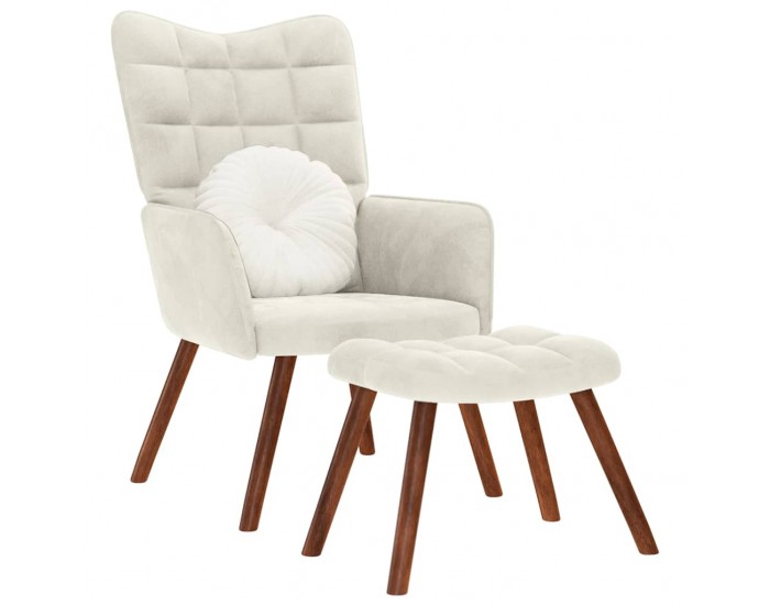 Sonata H Релаксиращ стол с табуретка Cream Velvet