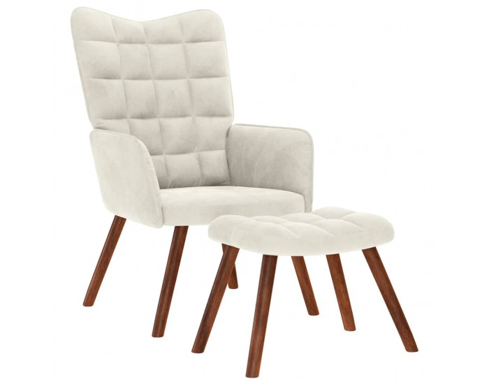 Sonata H Релаксиращ стол с табуретка Cream Velvet