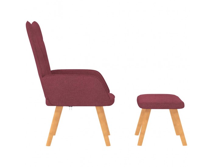 Sonata H Релаксиращ стол с табуретка, виненочервен, плат