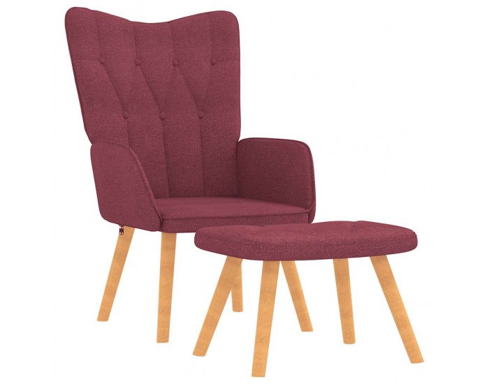 Sonata H Релаксиращ стол с табуретка, виненочервен, плат