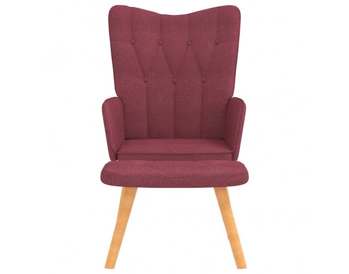 Sonata H Релаксиращ стол с табуретка, виненочервен, плат