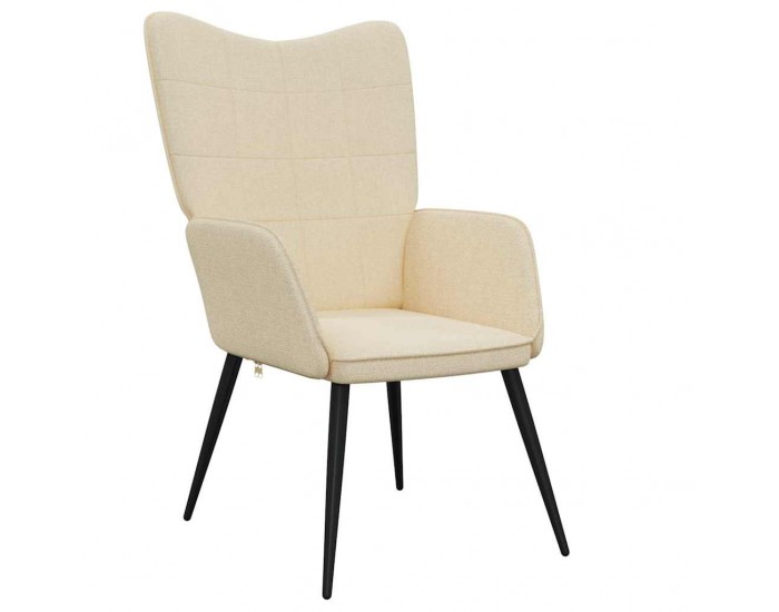 Sonata H Релаксиращ стол с табуретка, кремав, плат