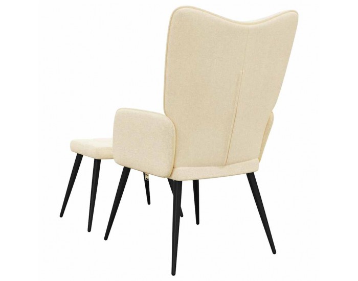 Sonata H Релаксиращ стол с табуретка, кремав, плат