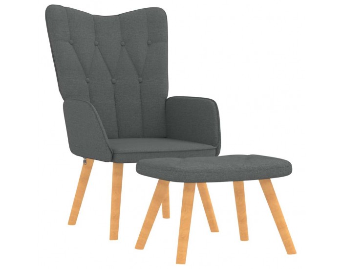 Sonata H Релаксиращ стол с табуретка, тъмносив, плат