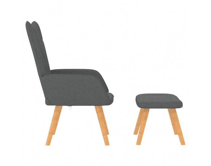 Sonata H Релаксиращ стол с табуретка, тъмносив, плат