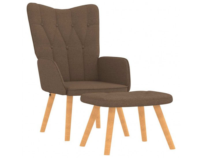 Sonata H Релаксиращ стол с табуретка, кафяв, плат