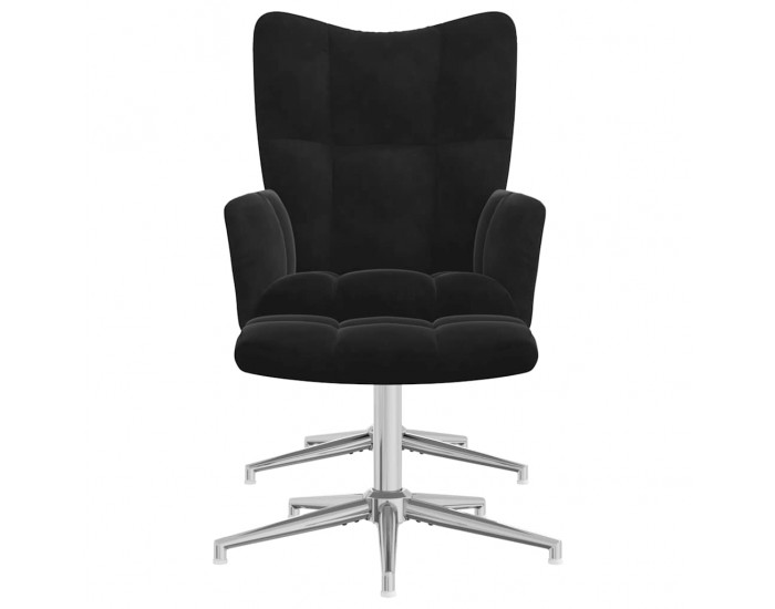 Sonata H Стол за релакс с табуретка, черен, кадифе