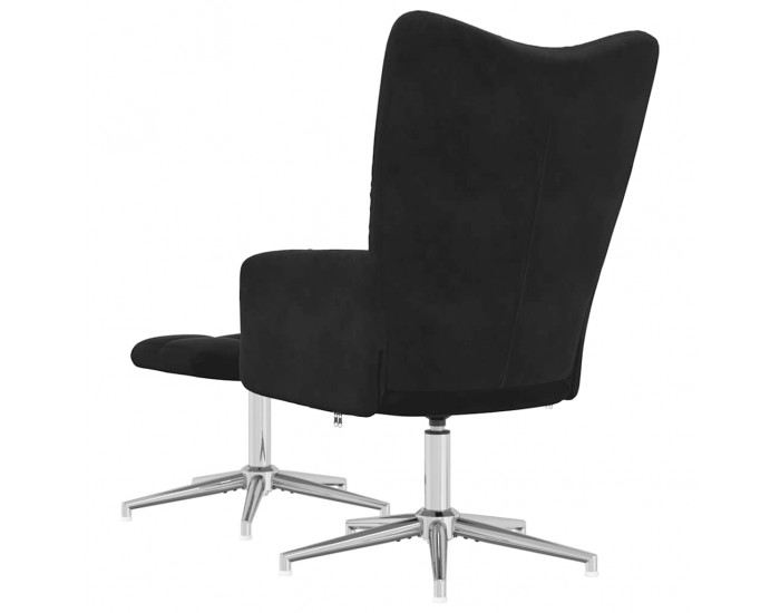 Sonata H Стол за релакс с табуретка, черен, кадифе