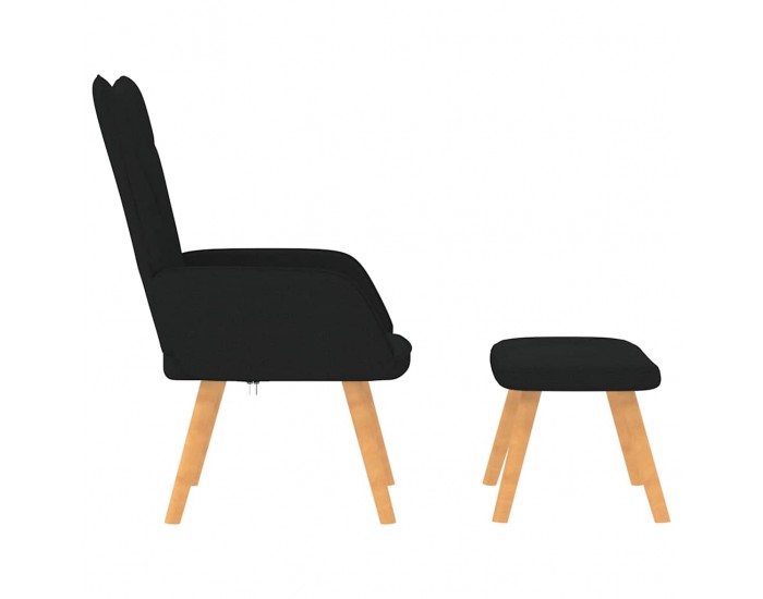 Sonata H Релаксиращ стол с табуретка, черен, плат