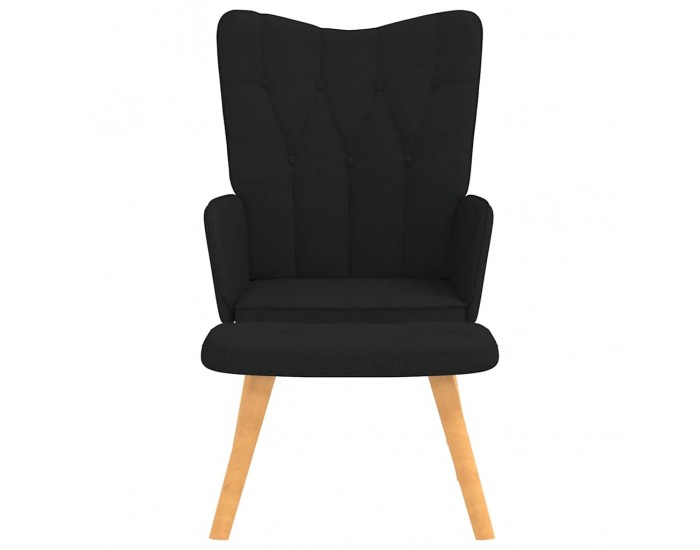 Sonata H Релаксиращ стол с табуретка, черен, плат