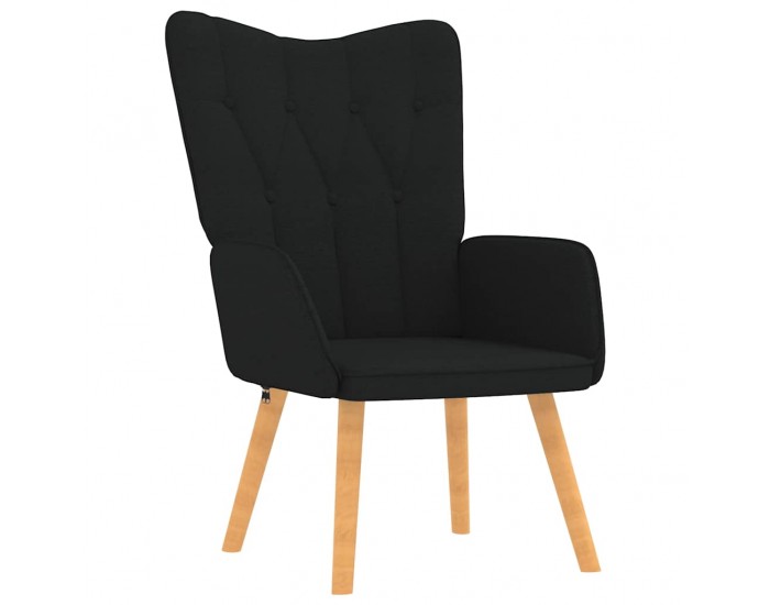 Sonata H Релаксиращ стол с табуретка, черен, плат