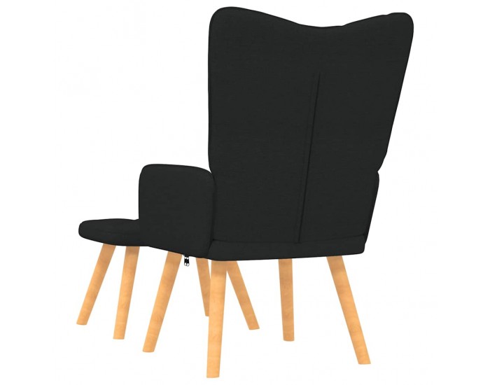 Sonata H Релаксиращ стол с табуретка, черен, плат