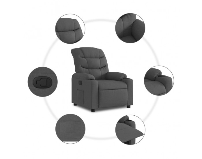 Sonata H Реклайнер, тъмносив, текстил