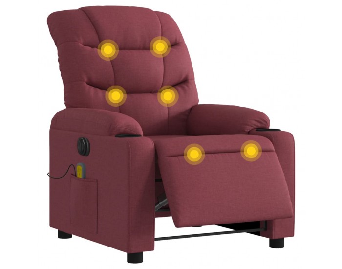 Sonata H Електрически масажен наклоняем стол, виненочервен, текстил