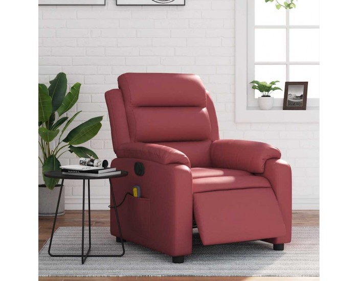 Sonata H Електрически масажен накланящ стол виненочервен изкуствена кожа