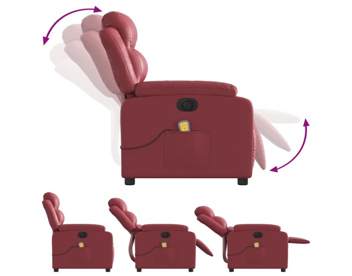 Sonata H Електрически масажен накланящ стол виненочервен изкуствена кожа