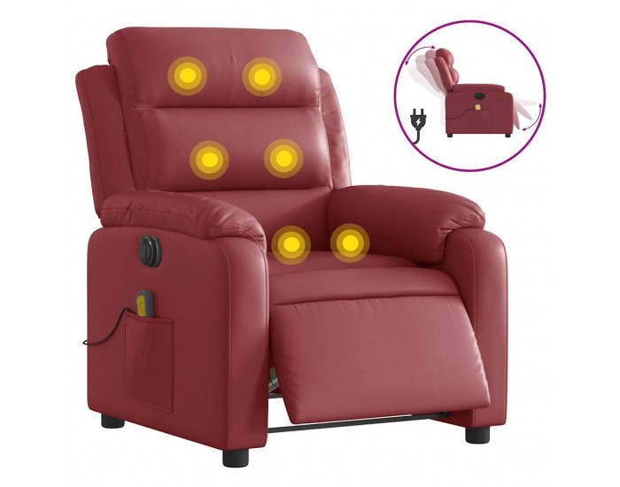 Sonata H Електрически масажен накланящ стол виненочервен изкуствена кожа