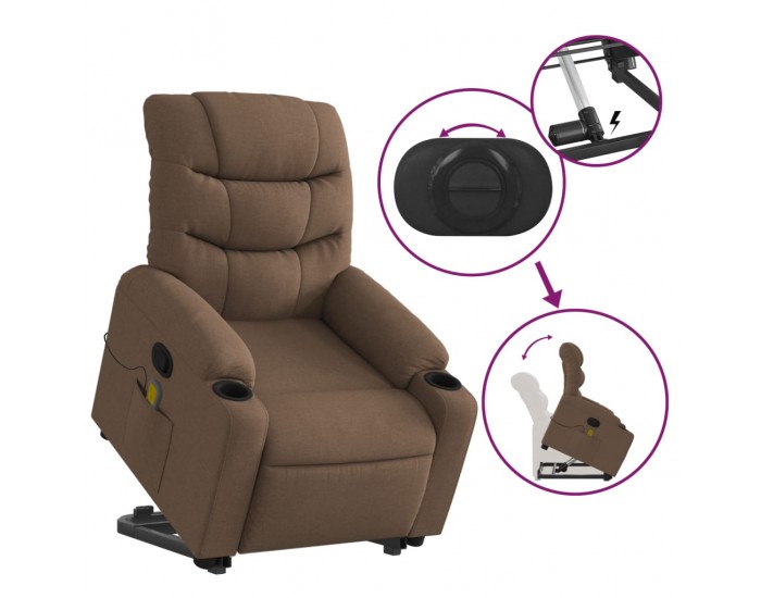 Sonata H Изправящ масажен реклайнер стол, кафяв, текстил