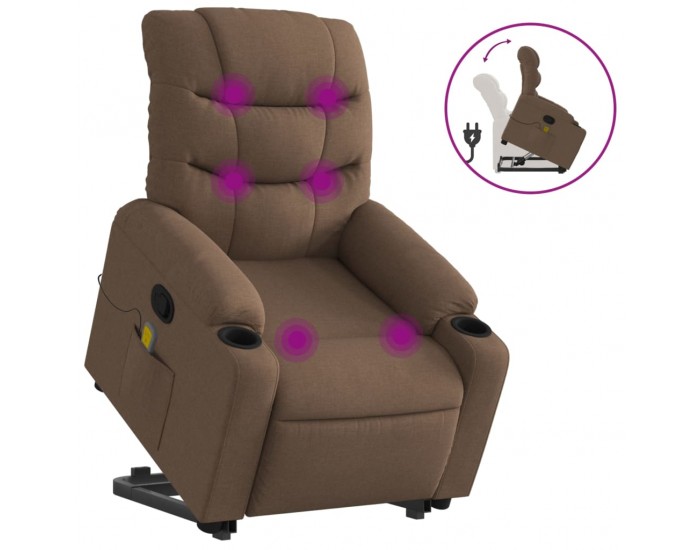 Sonata H Изправящ масажен реклайнер стол, кафяв, текстил