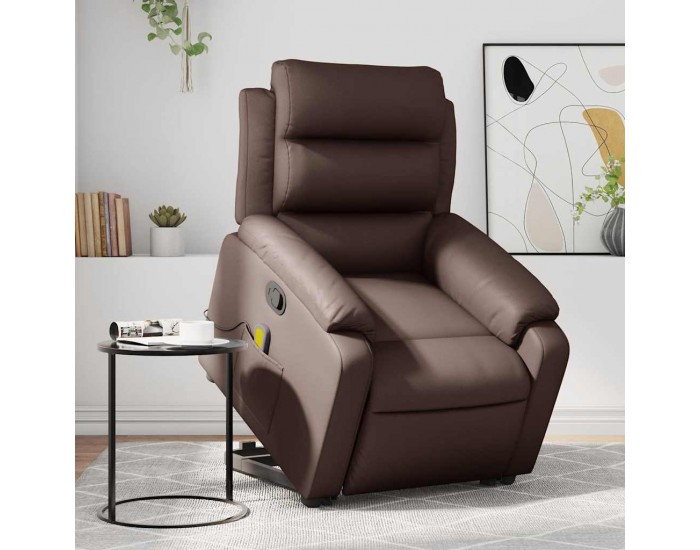 Sonata H Изправящ масажен реклайнер стол, кафяв, изкуствена кожа