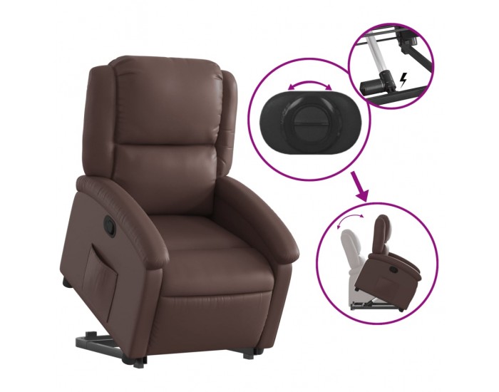 Sonata H Изправящ реклайнер стол, кафяв, изкуствена кожа