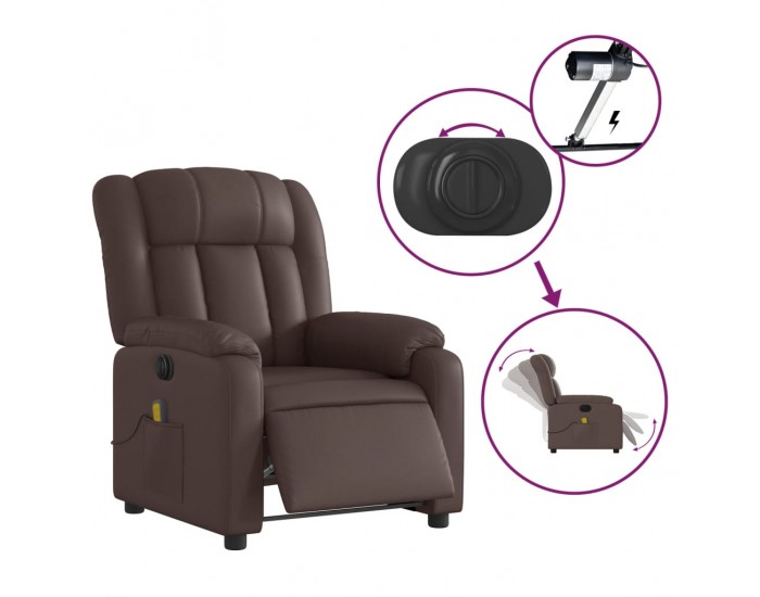 Sonata H Електрически масажен реклайнер стол, кафяв, изкуствена кожа