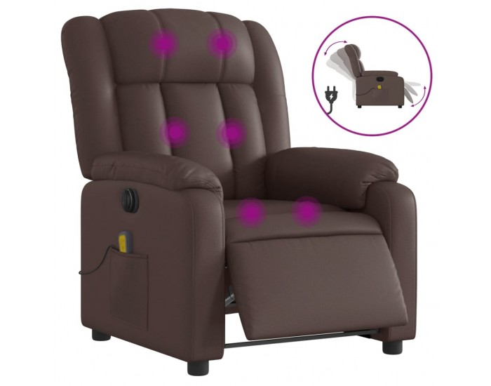 Sonata H Електрически масажен реклайнер стол, кафяв, изкуствена кожа