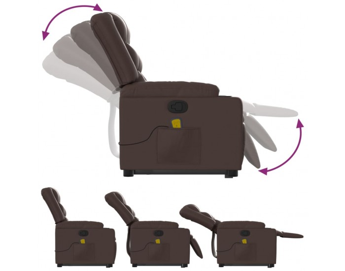 Sonata H Изправящ масажен реклайнер стол, кафяв, изкуствена кожа