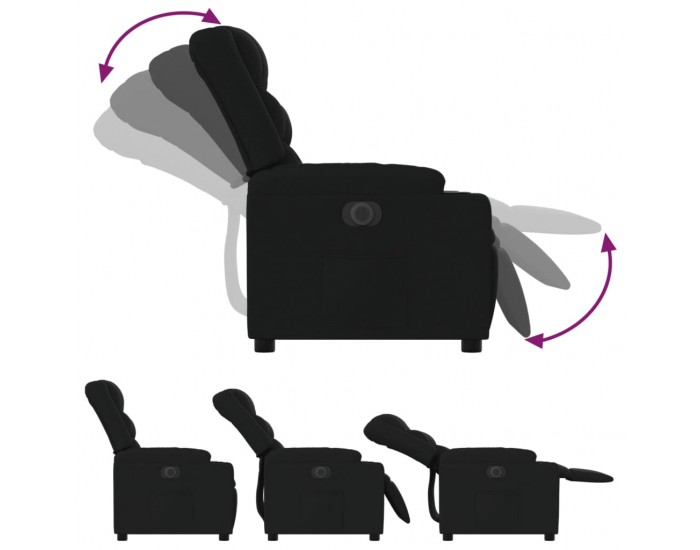 Sonata H Електрически стол реклайнер, черен, текстил